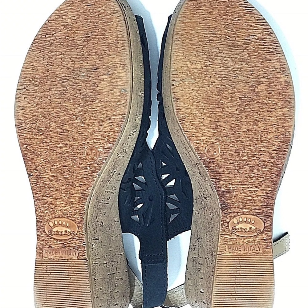 Spring Step Black Wedge Sandals EU 38 US 7.5 8 - Picture 6 of 6